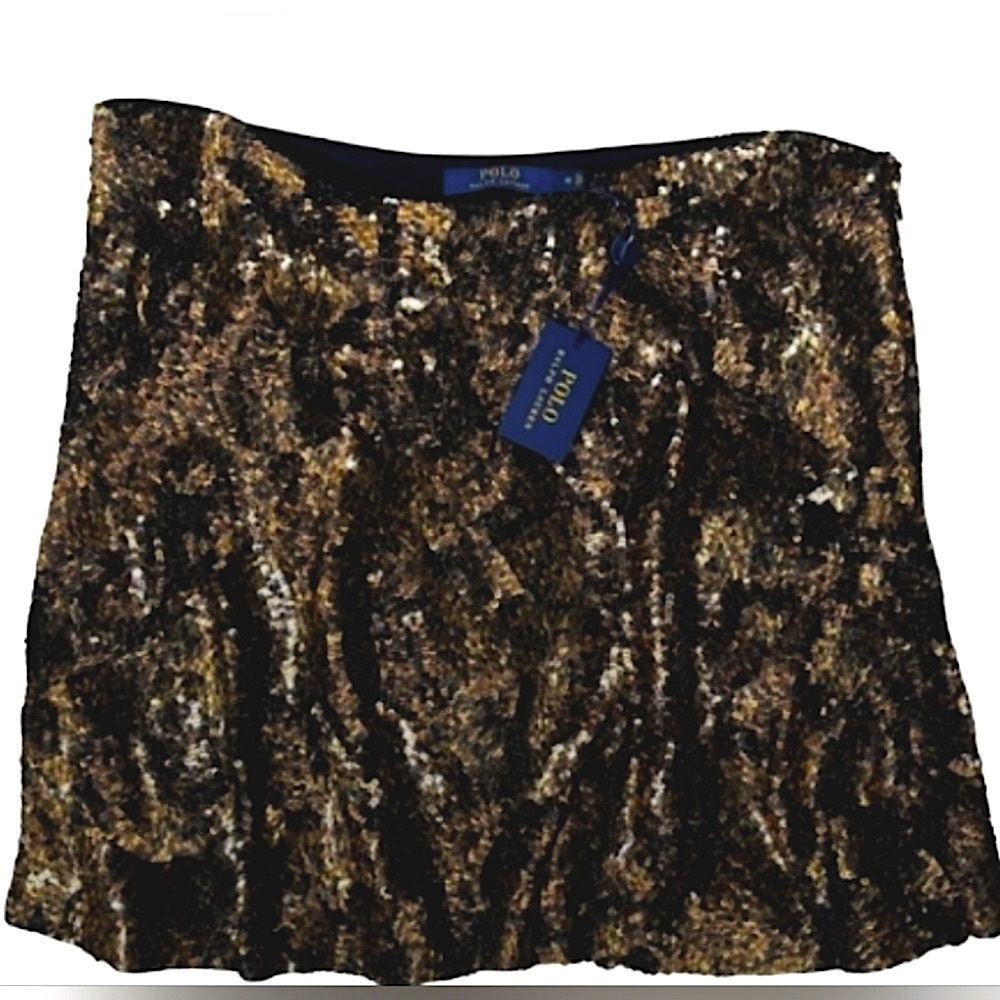 Polo Ralph Lauren Black/Gold Sequins Embellished Skirt